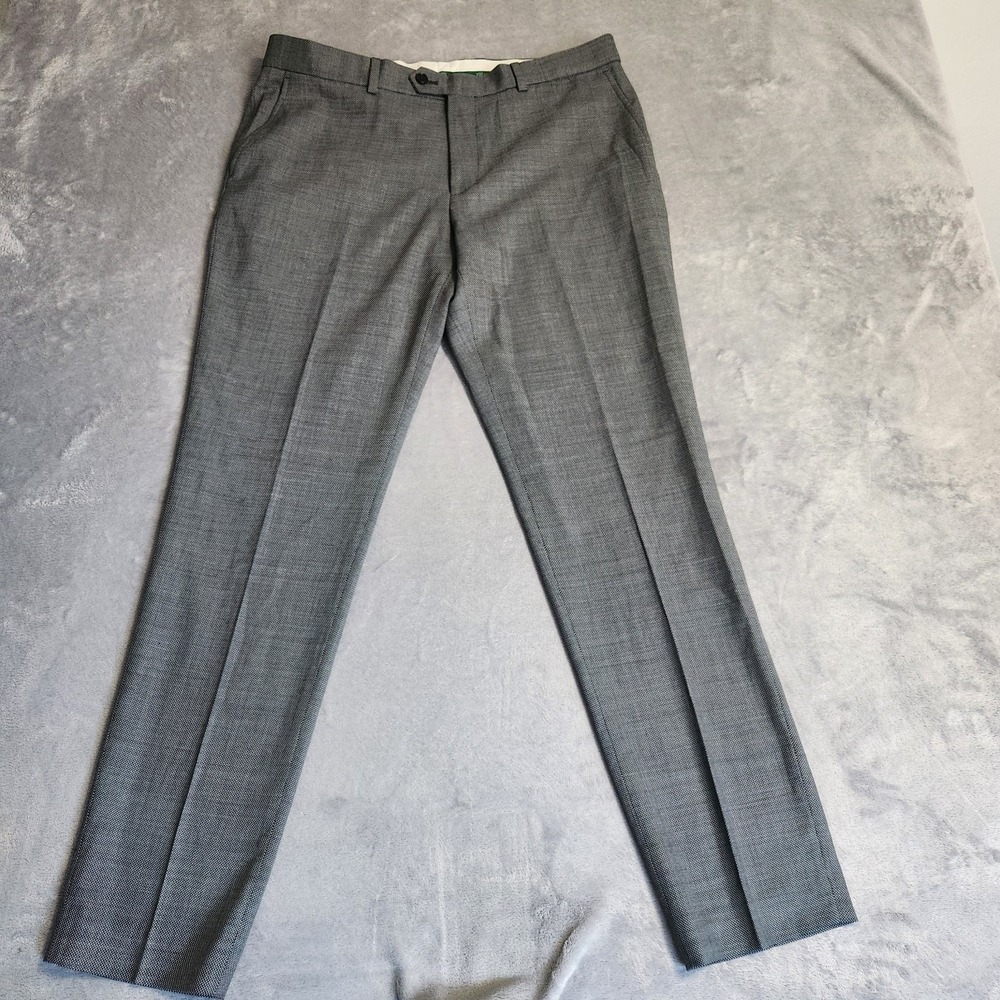 New Cricketeer Grey Birdseye Dress Pants 36 Quiet Luxury Dark Academia Wool Blen